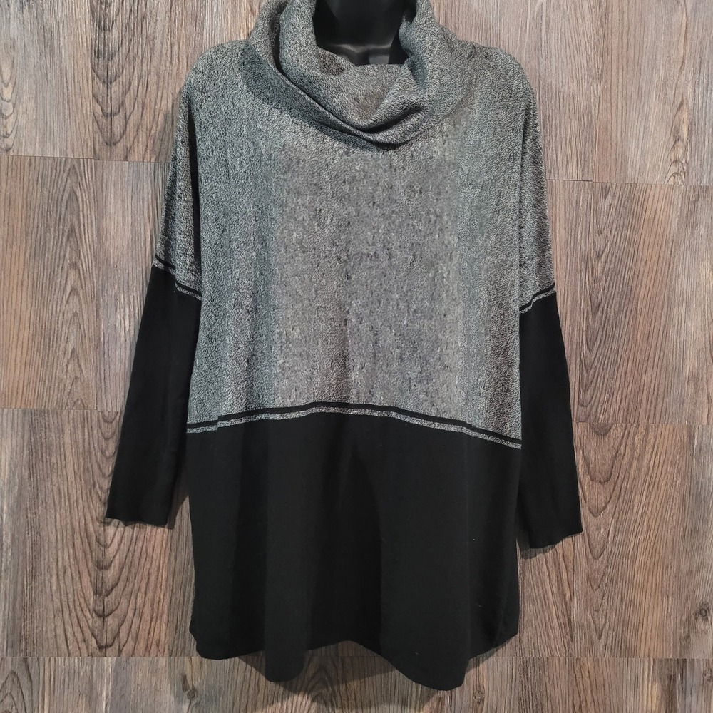 Smartwool Edgewood Poncho Sweater Sm Gray/Black Cowl Neck Loose Fit Merino Blend